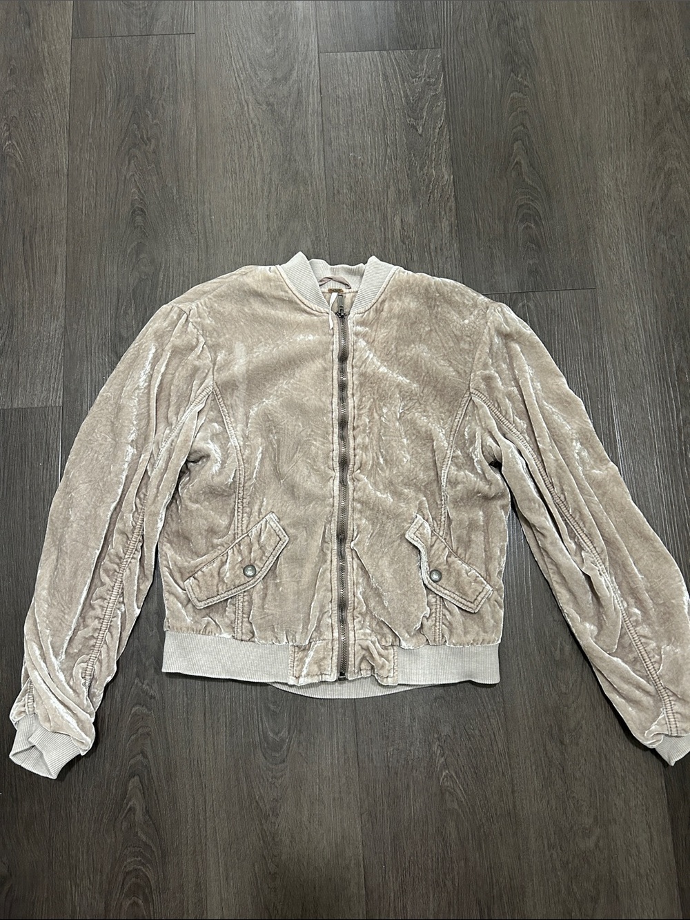 Free People Velvet Women’s Bomber Jacket in Light Taupe/Mauve